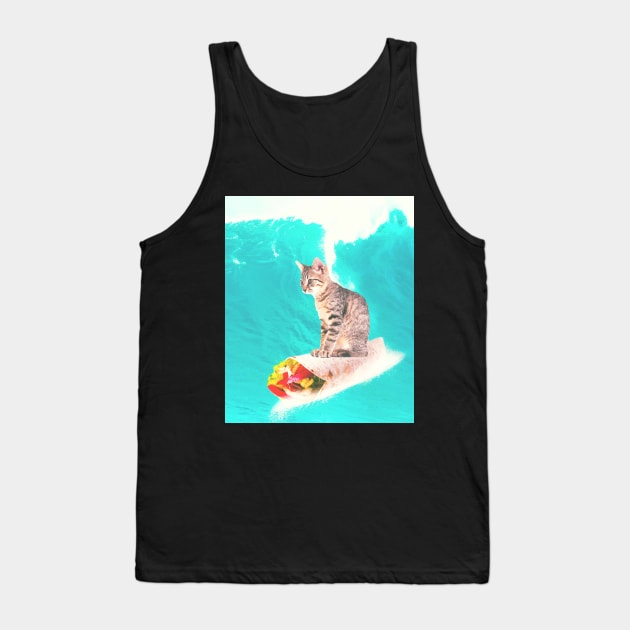 Kitty Cat Surfing Burrito Tank Top by Random Galaxy